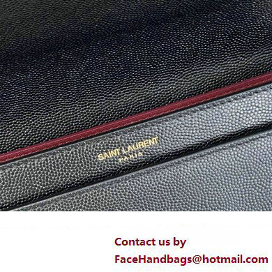 Saint Laurent cassandra medium chain bag in grain de poudre embossed leather 532750 Black