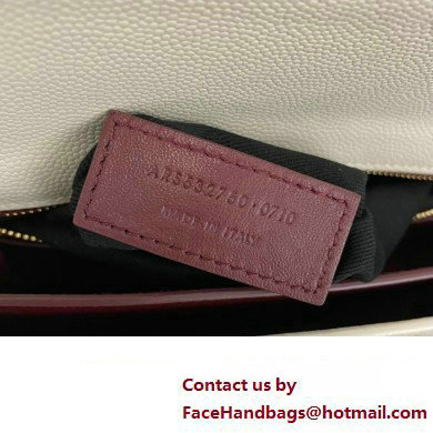 Saint Laurent cassandra medium chain bag in grain de poudre embossed leather 532750 White