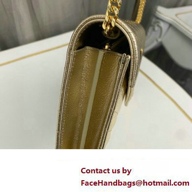 Saint Laurent cassandre matelasse chain wallet in grain de poudre embossed leather 377828 Gold