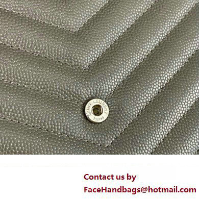 Saint Laurent cassandre matelasse chain wallet in grain de poudre embossed leather 377828 Gray/Silver