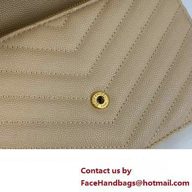 Saint Laurent cassandre matelasse envelope chain wallet in grain de poudre embossed leather 393953/742920/695108 Beige/Gold
