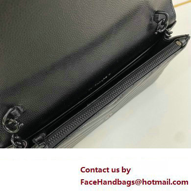Saint Laurent cassandre matelasse envelope chain wallet in grain de poudre embossed leather 393953/742920/695108 Black