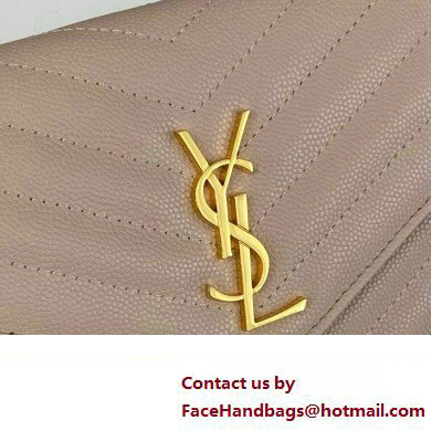 Saint Laurent cassandre matelasse envelope chain wallet in grain de poudre embossed leather 393953/742920/695108 Pink/Gold