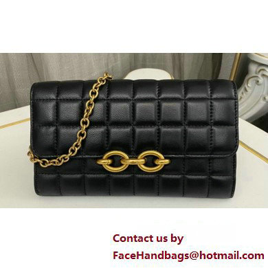 Saint Laurent le maillon chain wallet in shiny quilted lambskin 738109 Black