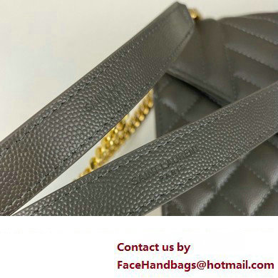 Saint Laurent medium envelope Bag in quilted grain de poudre embossed leather 600185 Gray