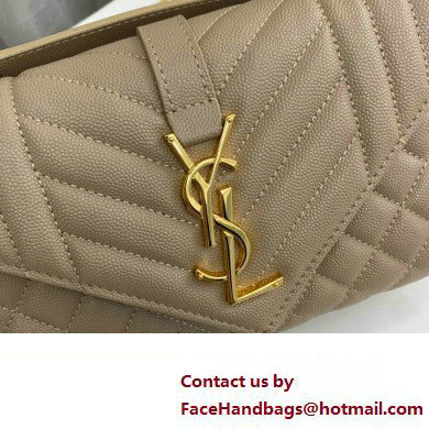 Saint Laurent small envelope Bag in quilted grain de poudre embossed leather 600195 Beige