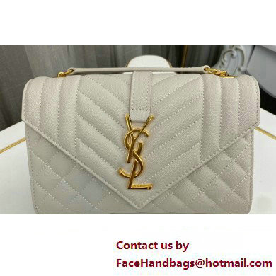 Saint Laurent small envelope Bag in quilted grain de poudre embossed leather 600195 White