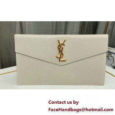 Saint Laurent uptown pouch in Grained leather 565739 White
