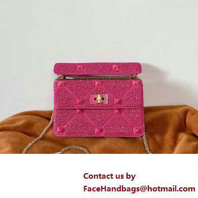 VALENTINO MEDIUM ROMAN STUD THE SHOULDER BAG WITH CHAIN AND SPARKLING EMBROIDERY fuchsia 2022 - Click Image to Close