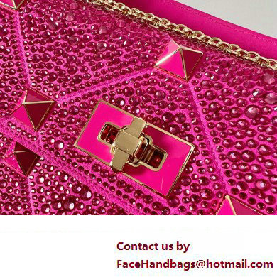 VALENTINO MEDIUM ROMAN STUD THE SHOULDER BAG WITH CHAIN AND SPARKLING EMBROIDERY fuchsia 2022