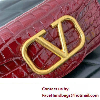 Valentino Loco Small Shoulder Bag In Croco Pattern Burgundy 2023