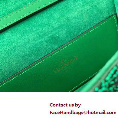Valentino Loco Small Shoulder Bag in 3D Sequins Embroidery bamboo green 2023