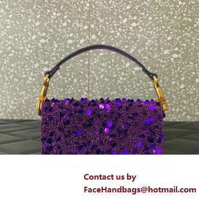Valentino Loco Small Shoulder Bag in 3D Sequins Embroidery purple 2023