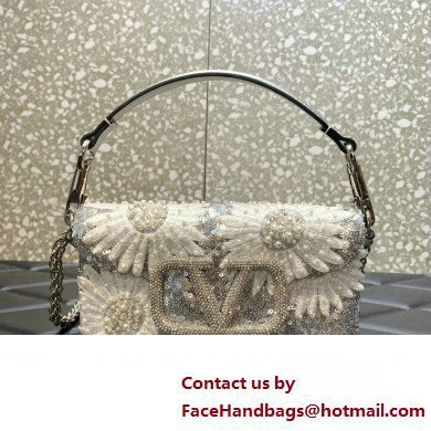 Valentino Loco Small Shoulder Bag with Floral Motif Embroidery 2023