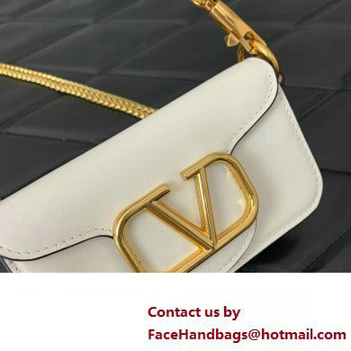 Valentino Loco micro Bag In Calfskin Leather With Chain 416 White 2023
