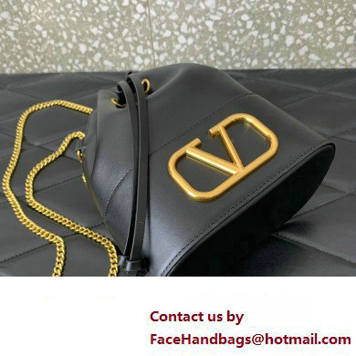 Valentino Mini Bucket Bag In Nappa With Vlogo Signature Chain Black 2023