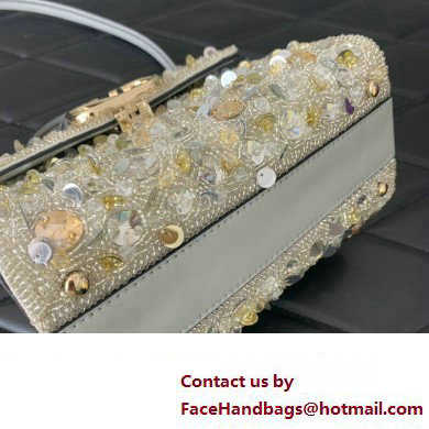 Valentino Mini VSling Bag in Beads 3D Embroidery with Crystals and Sequins Silver 2023