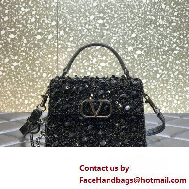 Valentino Mini VSling Bag in Beads 3D Embroidery with Crystals and Sequins black 2023