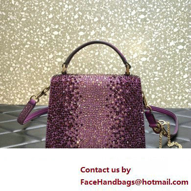 Valentino Mini VSling Bag with Sparkling Crystal Embroidery Purple 2023