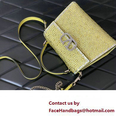 Valentino Mini VSling Bag with Sparkling Crystal Embroidery Yellow 2023