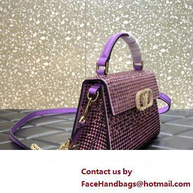 Valentino Mini VSling Bag with rhinestone gradient Purple 2023