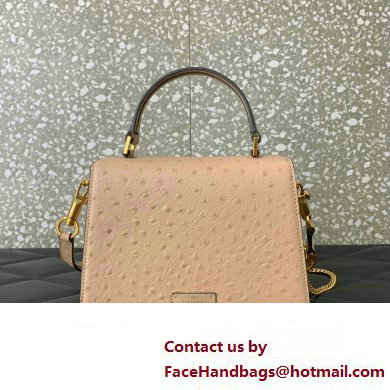Valentino Small VSling bag in Ostrich Embossed Leather Nude 2023