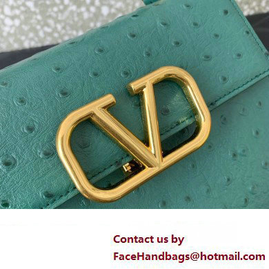 Valentino Small VSling bag in Ostrich Embossed Leather green 2023