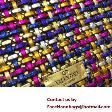 Valentino Small Vsling Handbag In Woven Metallic Nappa Gold/Multicolor 2023