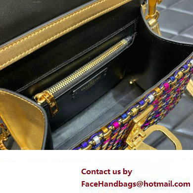 Valentino Small Vsling Handbag In Woven Metallic Nappa Gold/Multicolor 2023