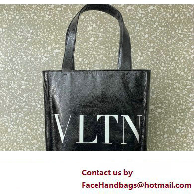 Valentino VLTN Tote bag in Crinkled Leather 0047 Black 2023