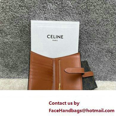 celine Medium Strap Wallet in Triomphe Canvas and lambskin Tan 2022