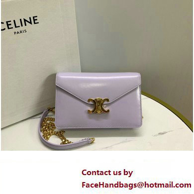 celine Wallet on Chain TRIOMPHE in Shiny calfskin Light Lavender 2023