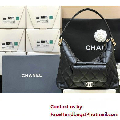 chanel black calfskin HOBO bag AS4347 2023(ORIGINAL QUALITY)
