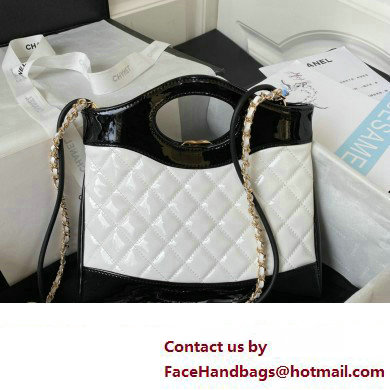 chanel mini 31 bag in patent leather AS4133 WHITE/BLACK 2023