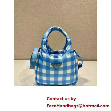 prada blue check bucket bag 1BG359 2023