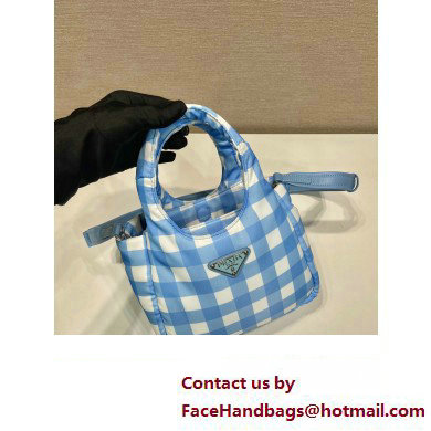 prada blue check bucket bag 1BG359 2023