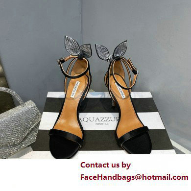 Aquazzura Heel 10.5cm Bow Tie Crystal Sandals Black 2023