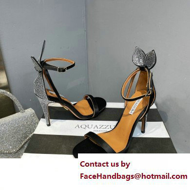 Aquazzura Heel 10.5cm Bow Tie Crystal Sandals Black 2023 - Click Image to Close