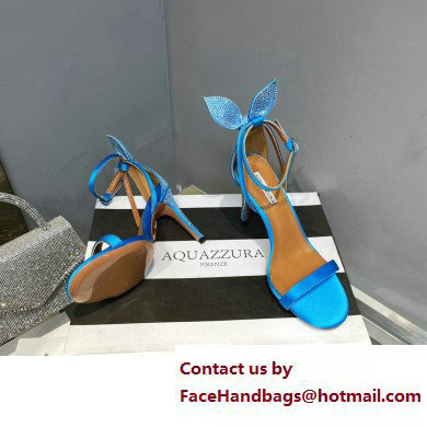 Aquazzura Heel 10.5cm Bow Tie Crystal Sandals Blue 2023 - Click Image to Close