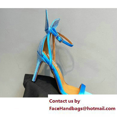 Aquazzura Heel 10.5cm Bow Tie Crystal Sandals Blue 2023 - Click Image to Close