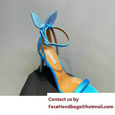 Aquazzura Heel 10.5cm Bow Tie Crystal Sandals Blue 2023