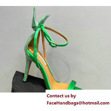 Aquazzura Heel 10.5cm Bow Tie Crystal Sandals Green 2023
