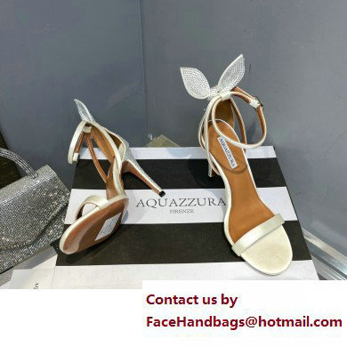 Aquazzura Heel 10.5cm Bow Tie Crystal Sandals White 2023