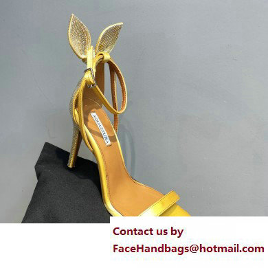 Aquazzura Heel 10.5cm Bow Tie Crystal Sandals Yellow 2023