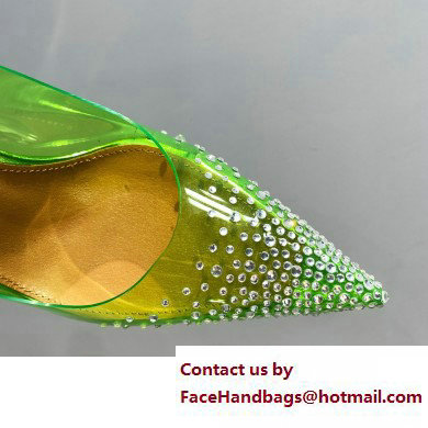 Aquazzura Heel 8.5cm PVC Yes Darling Crystal Slingback Pumps Green 2023