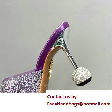 Aquazzura Heel 8.5cm Plexi Yes Darling Crystal Mules Purple 2023