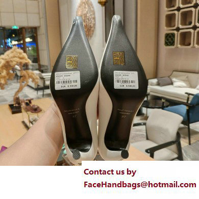 Balenciaga Heel 9cm Back BB Pumps White 2023 - Click Image to Close
