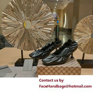 Balenciaga Heel Scrunch Knife leather Pumps Black 2023 - Click Image to Close