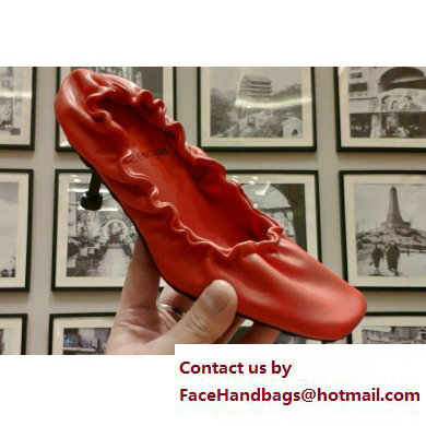 Balenciaga Heel Scrunch Knife leather Pumps Red 2023 - Click Image to Close