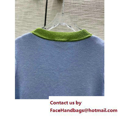CHANEL BLUE/GREEN KNITWEAR DRESS 2023 SPRING